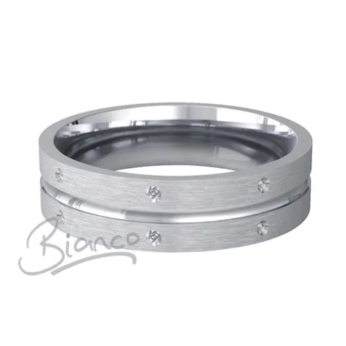 Patterned Designer White Gold Wedding Ring - Amitie